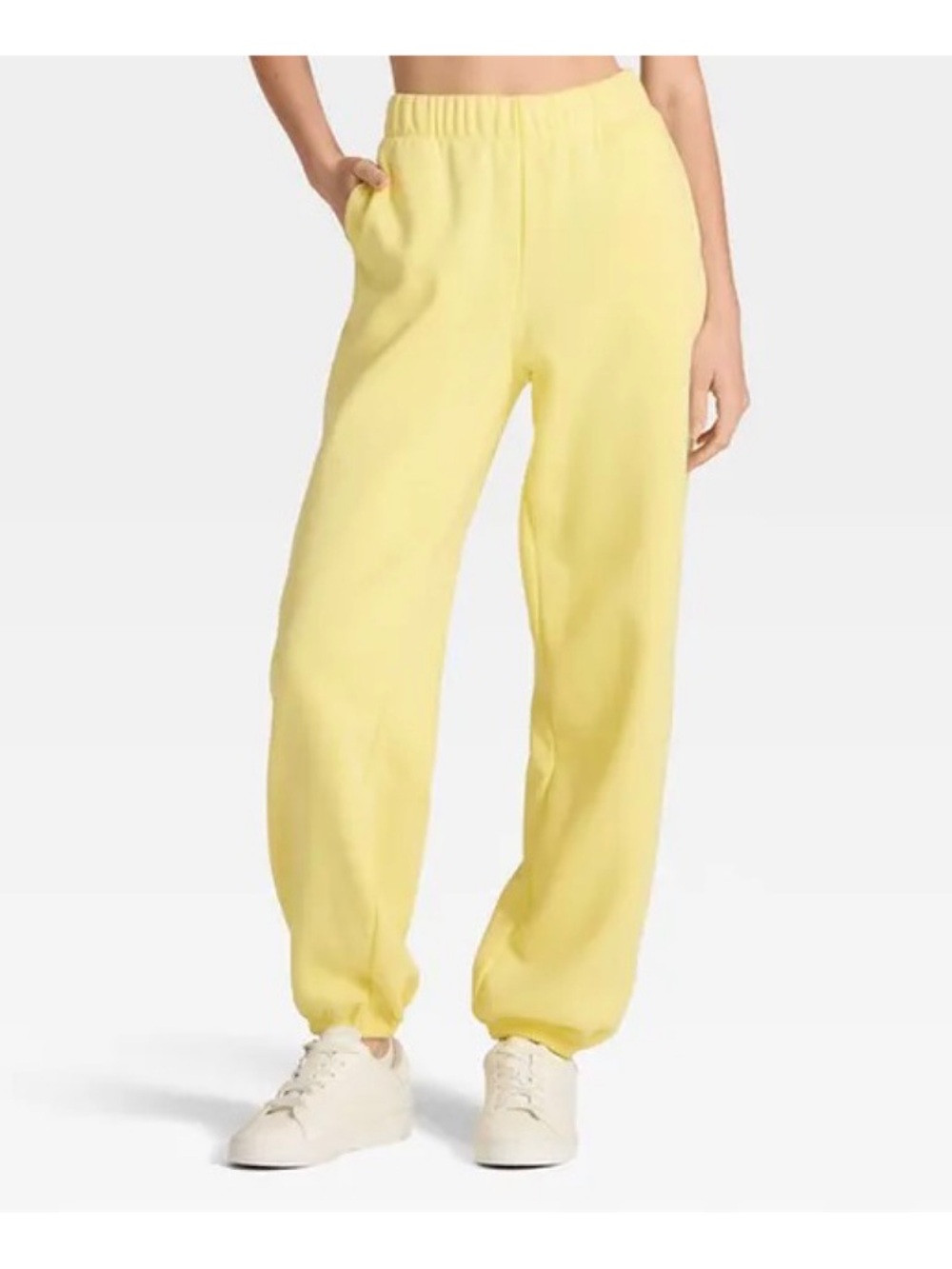 JoyLab Mid Rise Cinched Fleece Jogger Sweatpants (Yellow - XXS)